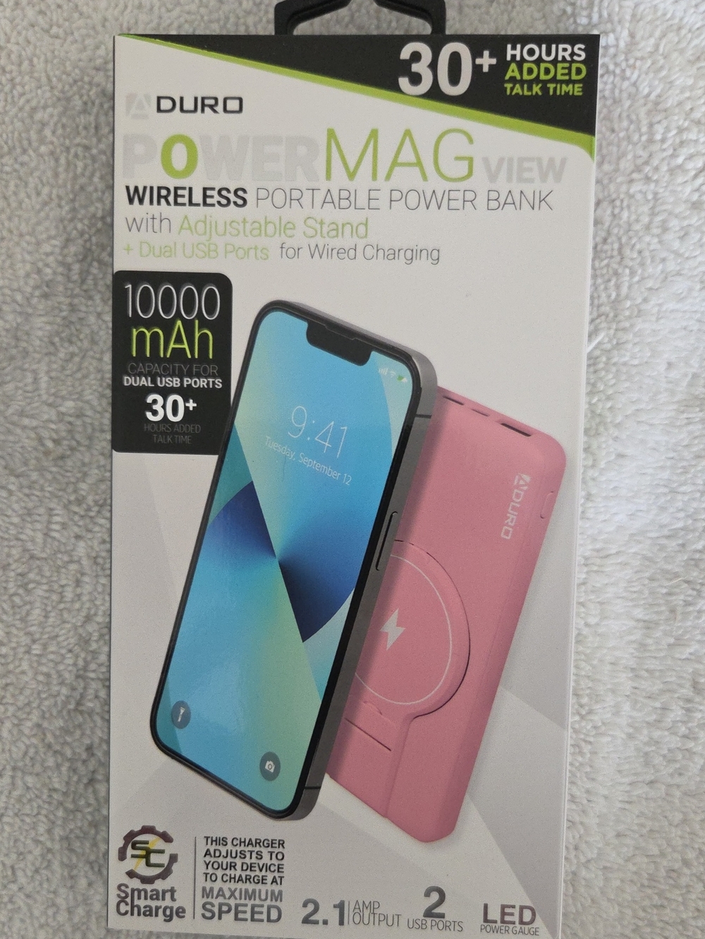 DURO PowerMAG 10000mAh Wireless Portable Power Bank - Pink